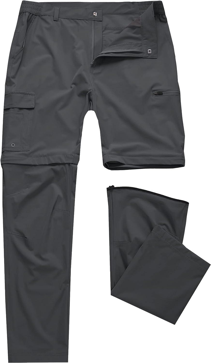 Mens Hiking Convertible Pants Waterproof Lightweight Quick Dry Zip Off  Fishing Travel Safari Outdoor Cargo Work 32 Grey