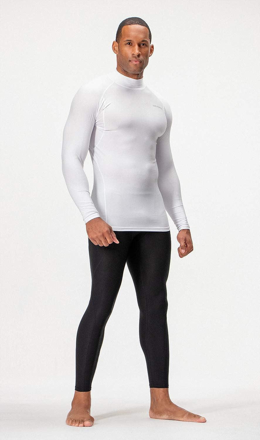 DEVOPS 3 Pack Men's Athletic Turtle Neck Long Sleeve Compression Shirts  X-Large 1# (3 Pack) White / White / White(gray)