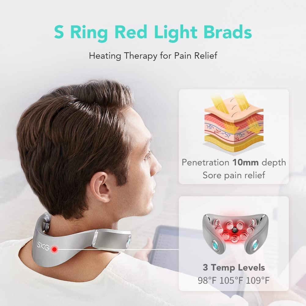 SKG Neck Massager with Heat, Cordless Deep Tissue Vibration Infrared Neck  Massager for Pain Relief, G7 PRO Portable Electric Cervical Massager 9D Neck  Relaxer Women Men Gift Silver Grey