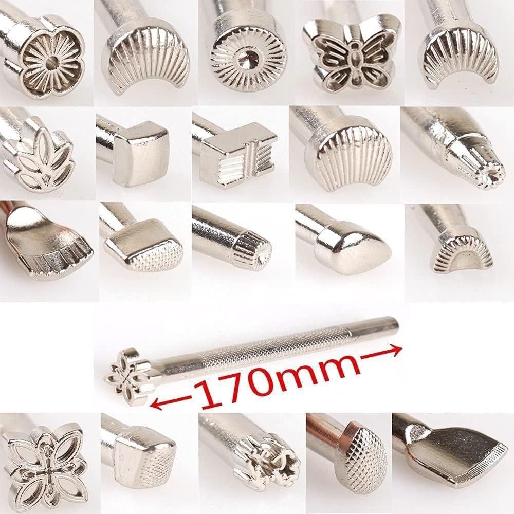 BANYOUR 20 PCS Leather Stamping Tool Leather Carving Working Saddle Making  Tools DIY Leather Craft Stamps