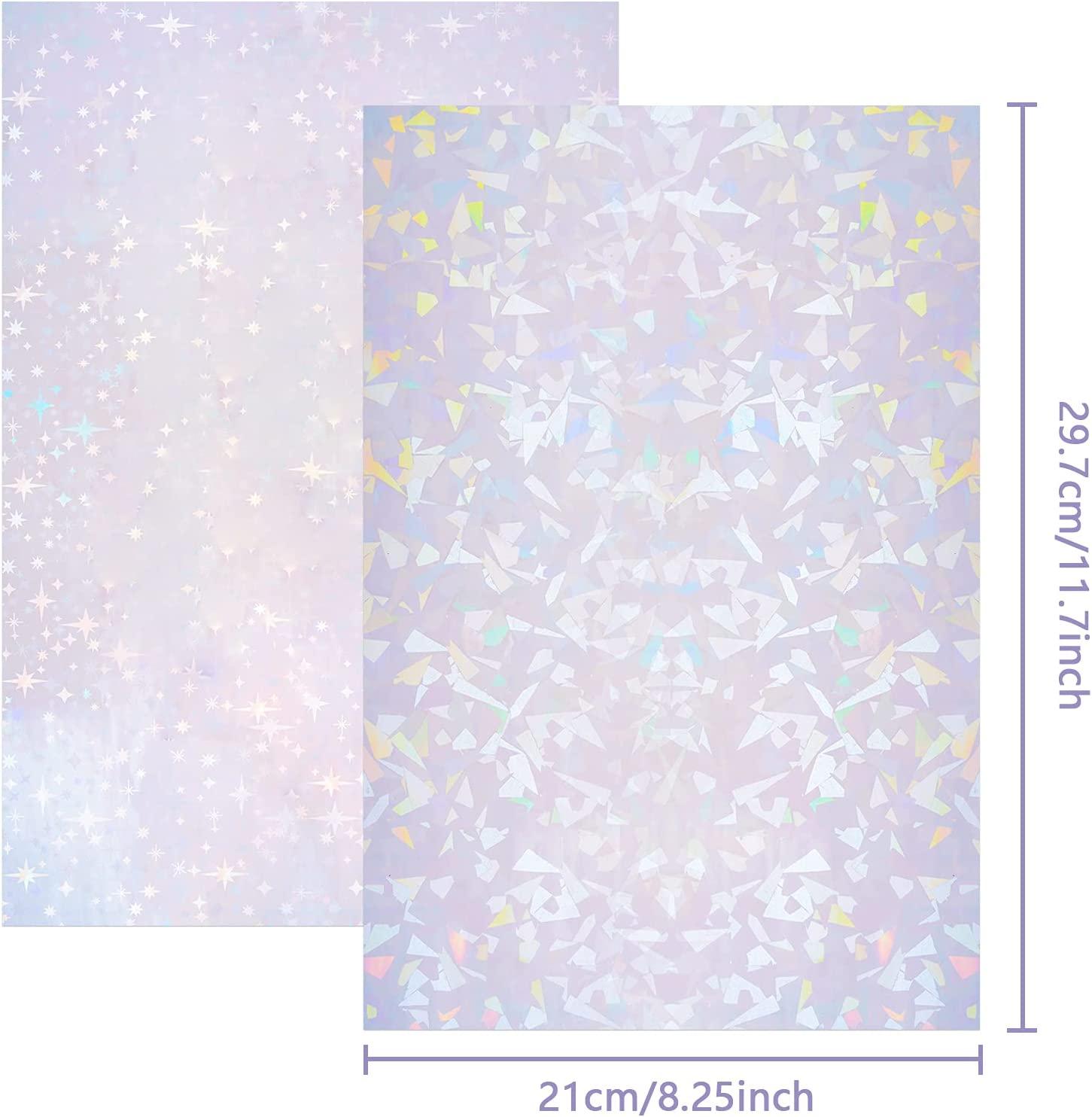 Bylion 2 Types Transparent Holographic Overlay Lamination Vinyl A4 Size  Self-Adhesive Laminate Waterproof Vinyl Sticker Paper, 10 Sheets 8.25 x  11.7