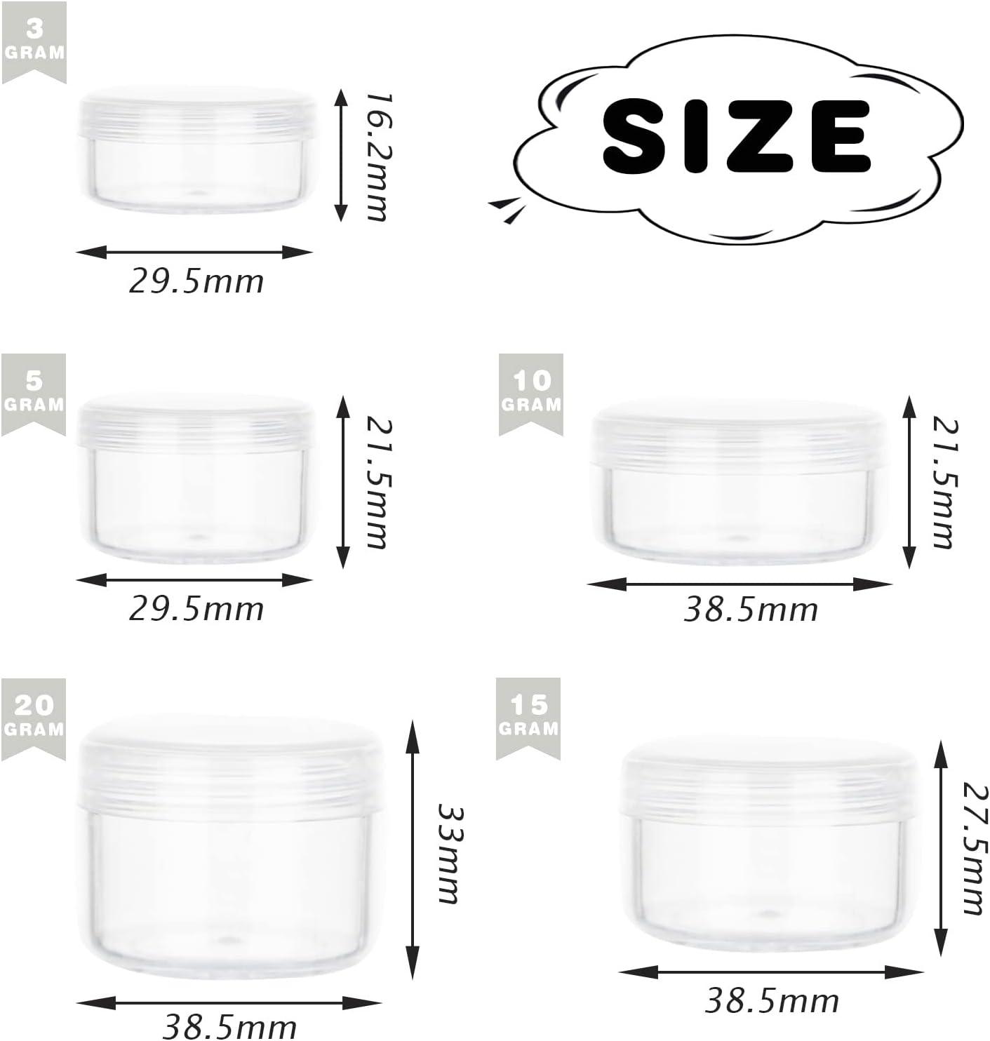 3 Grams Sample Containers With Lids Labels Small Mini Tiny Clear