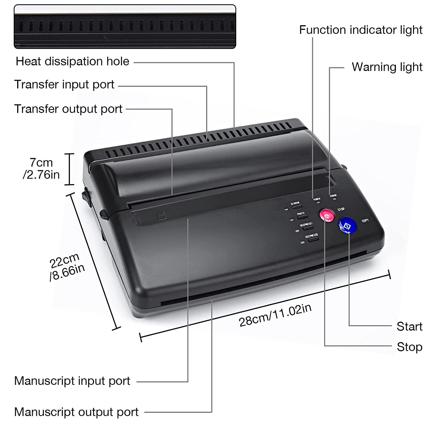 ✚Tattoo Transfer Machine Thermal Printer Tattoo 76cm Power Cord Stencil  Tattoo Copy with 10 piec ❉⋌ | Shopee Philippines