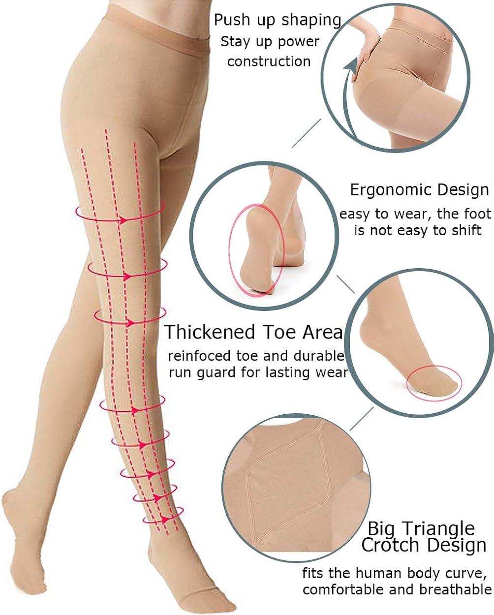 DCCDU Medical Compression Pantyhose for Women Support 20-30 mmHg Treatment  Swelling Edema Varicose Veins Waist high Compression Stockings Close Toe  Beige X-Large (Pack of 1)