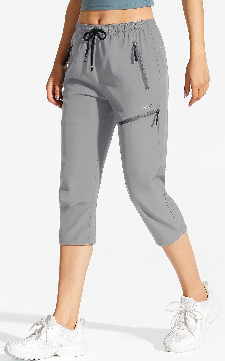 MOCOLY Women's Cargo Hiking Pants Elastic Waist Quick Dry Lightweight  Outdoor Water Resistant UPF 50+ Long Pants Zipper