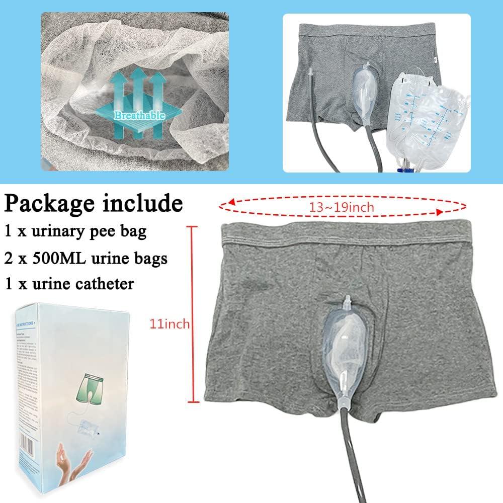 Incontinence Pants for Men with Collection Urine Bag Portable Leak Proof  Pee Bag
