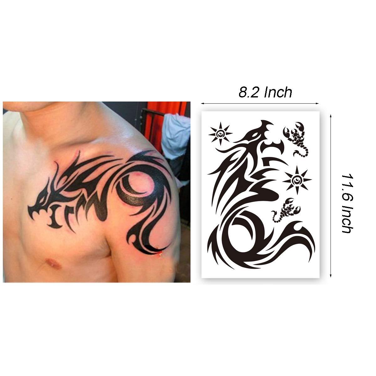 Tribal Dargon Totem Temporary Tattoos Totem Full Sleeve Tattoo Sticker Big Fake Dragon Tattoo 