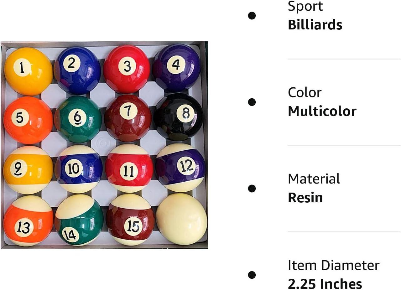 Classic Sport Official Size Billiard Pool Ball Set with Cue Ball