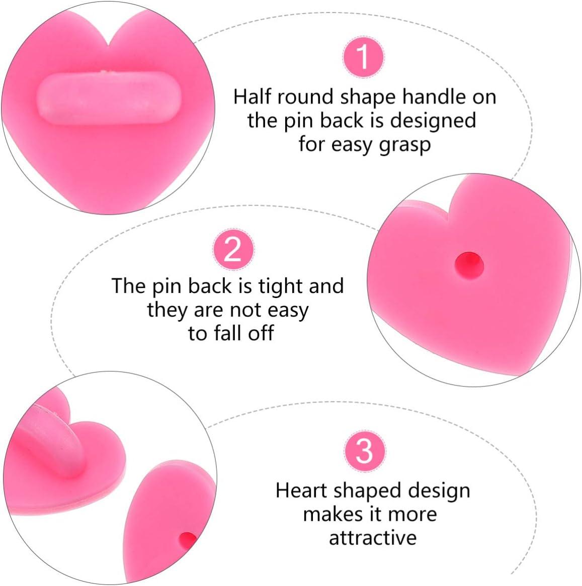 6 Heart Shaped Rubber Pin Backs Clutches