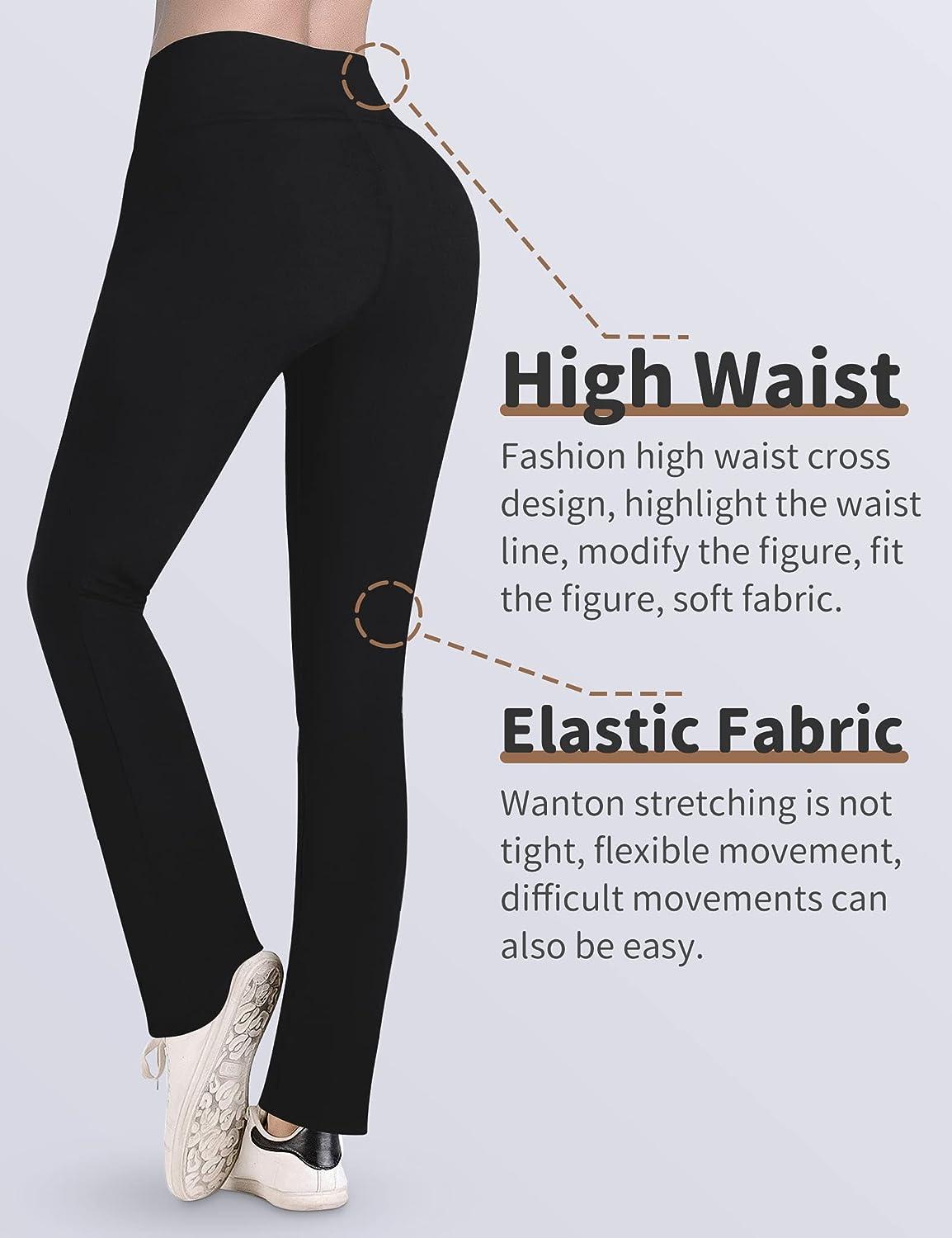 Leggings with Pockets for Women,High Waist Tummy Control Workout Yoga Pants-  Black - Black