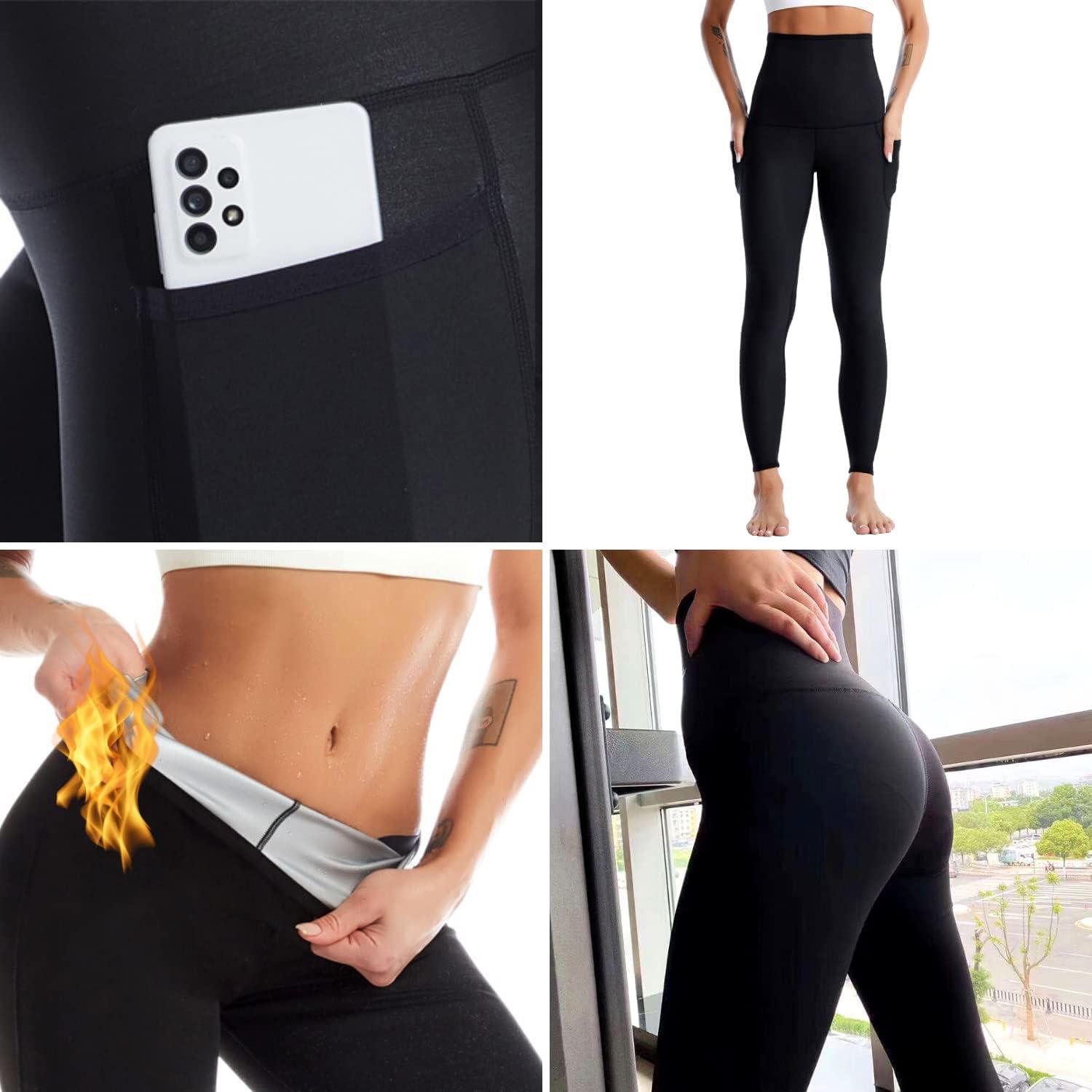 Sauna Sweat Suit Weight Loss Shapewear Shorts Pockets Waist Trainer Body  Shaper Sweatsuit Exercise Fitness Gym Women Girls XX-Large Pants
