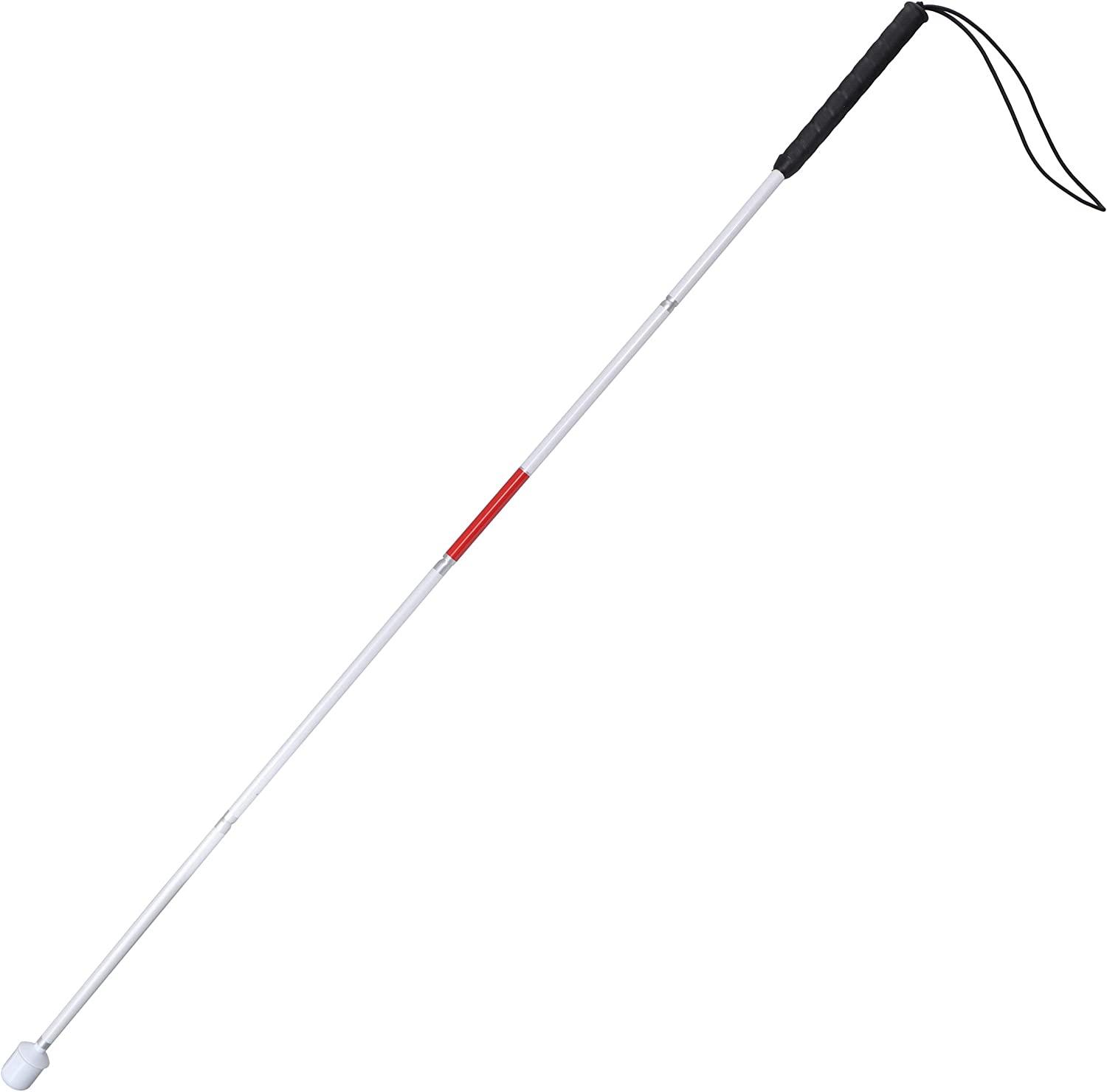 MonMed Red and White Folding Mobility Cane with Marshmallow Tip, 49 Inch  (125cm), for Visually Impaired
