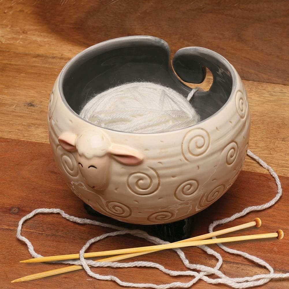Sheep Ceramic Yarn Bowl Large Knitting Bowl, 6.7 x 4.7 Inches, Handmade  Yarn Holder for Crocheting, Ball of Yarn for Tangle-Free, Holder for  Crochet, Portable Decorative Knitting Bowl