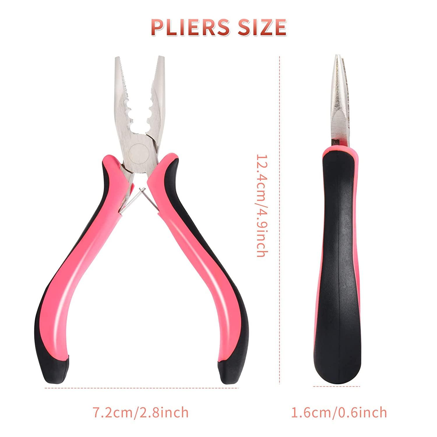 G4 Vision Multi function Professional Hair Extension Pliers Micro Link/Bead  Closer Hairs Remove Tool Kit Plier Beading Set (Shocking Pink)