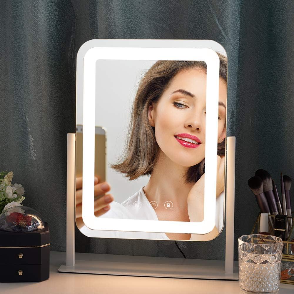 bemelux Makeup Vanity Mirror with Lights 3 Color Modes Dimming 156 LED  Hollywood Large Lighted Makeup Mirror with Screen Touch Switch Free  Rotation Glossy Aluminum Frame Led Makeup Mirror