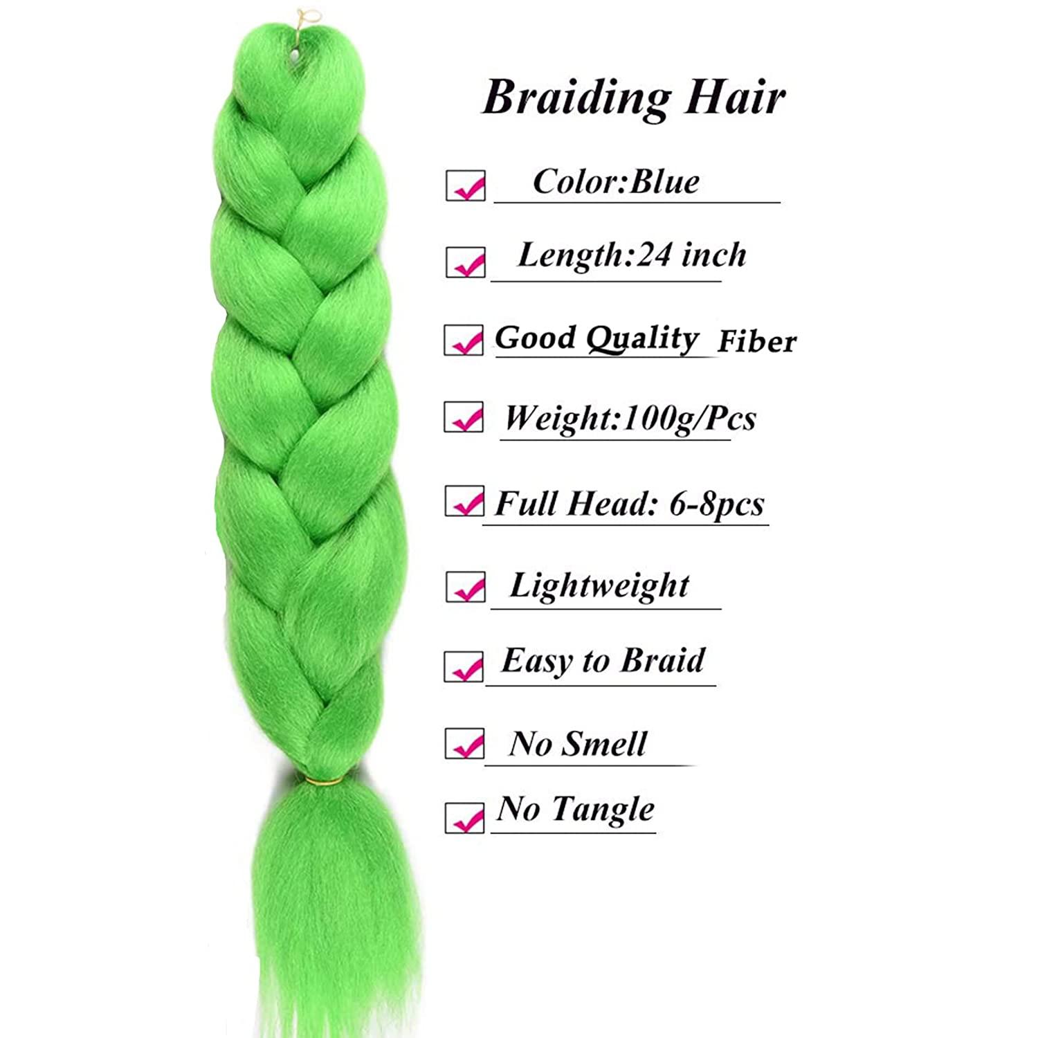 Green Braiding Hair Jumbo Braids Hair Extensions Colored Braid