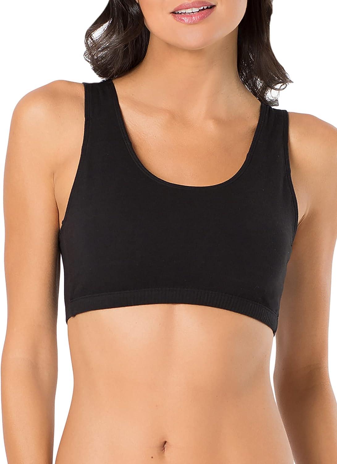 Fruit of the Loom Women's Front Close Builtup Sports Bra,  Black/White/Heather Grey
