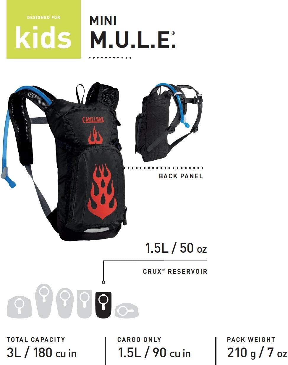  CamelBak Mini M.U.L.E. Kids Hydration Backpack for Hiking and  Biking - 50oz, Baton Rouge/ Flames : Sports & Outdoors