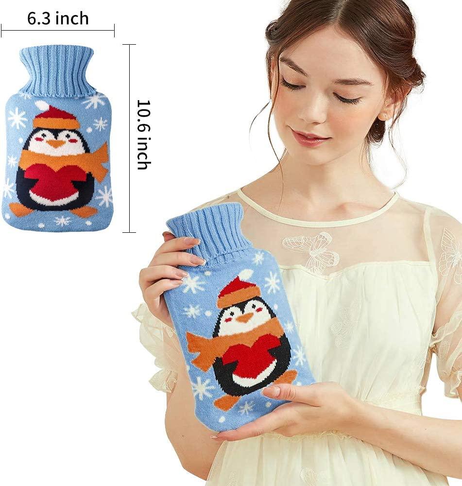Hot Water Bottle 2L Hot Water Bag with Knit Cover Rubber Hot Water Pouch  for Menstrual Cramps Pain Relief Cozy Nights Hot and Cold Therapy Hand Feet  & Bed Warmer Cartoon Penguin 