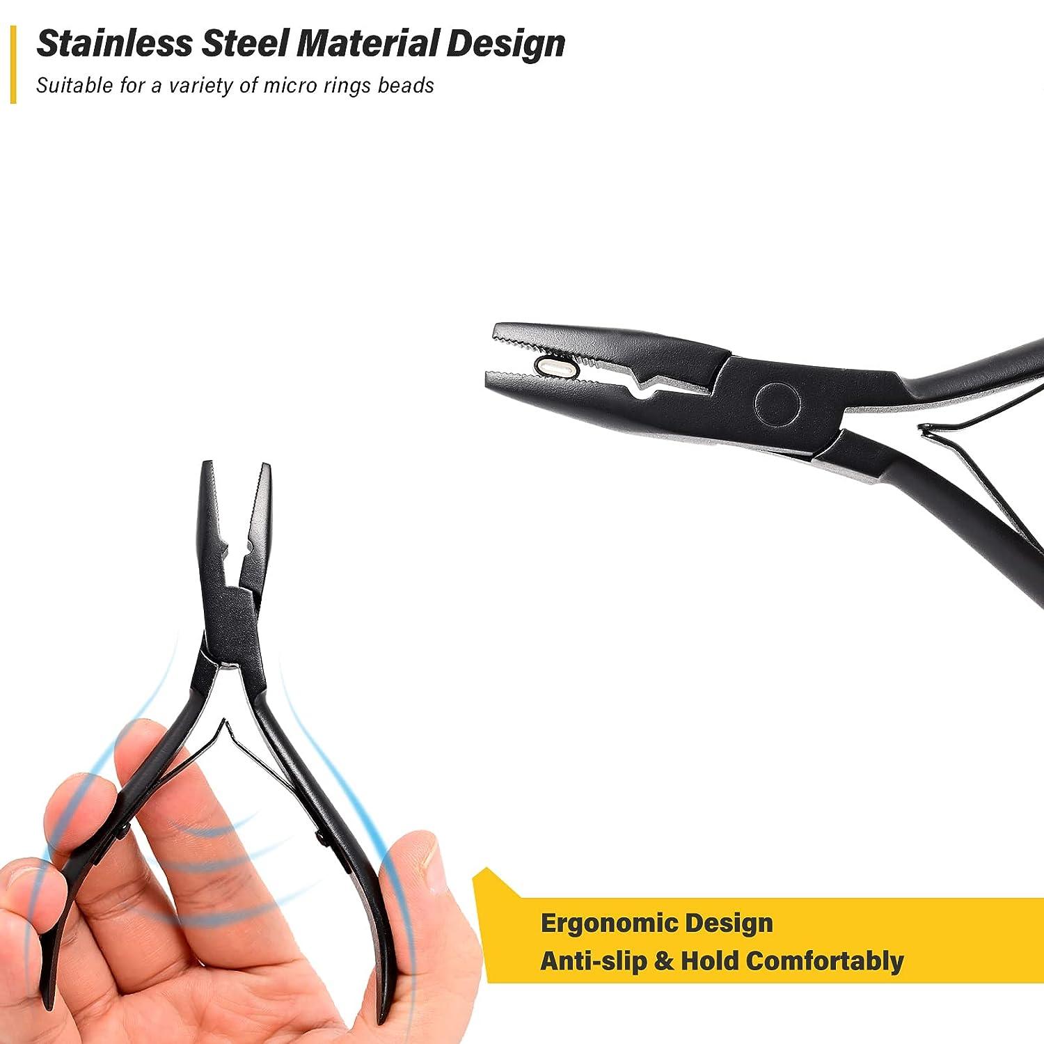 Hair Extension Tool Kit, Beading Pliers, Loop Pulling Hook & 300 Micro  Links
