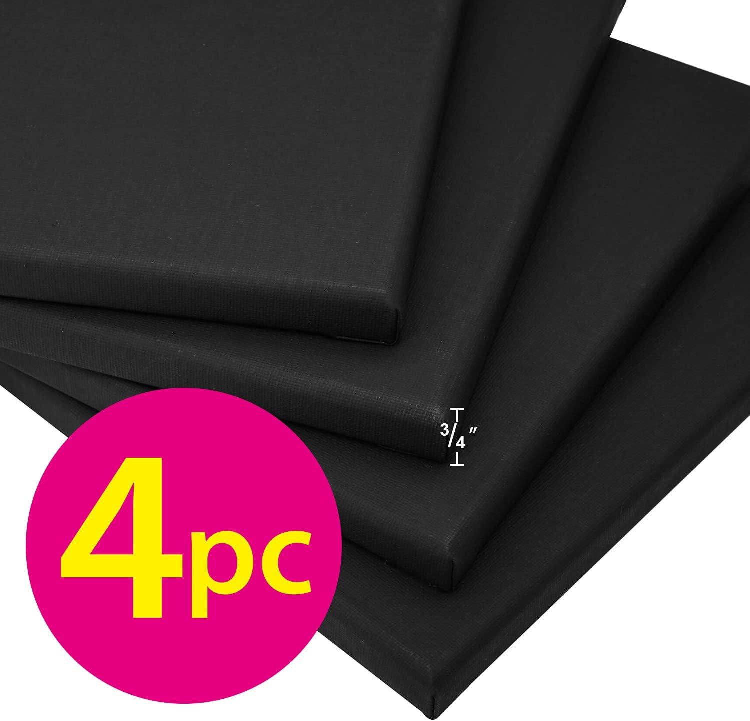 10 Pack Black Stretched Canvas for Painting 8x10 Blank Art Canvases for  Paint 