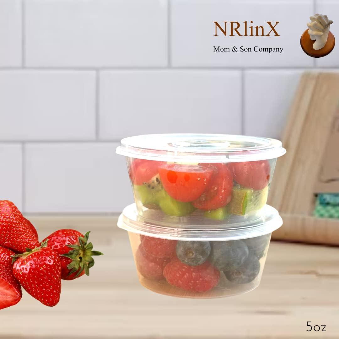 NRlinX 50 Sets - 5 oz. Plastic Condiments Containers with Hinged