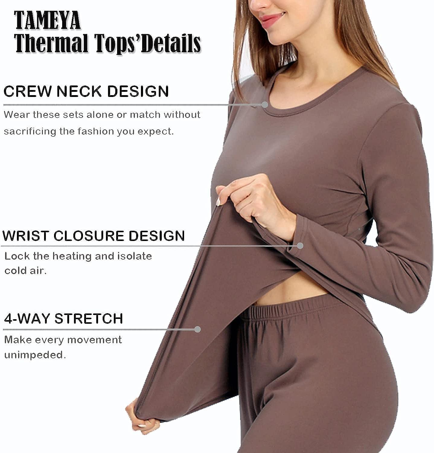 Womens Thermal Underwear Set Winter Base Layer For Ladies Long Sleeve Top &  Bottom Quick Dry Long Johns Suit With Fleece Lined 