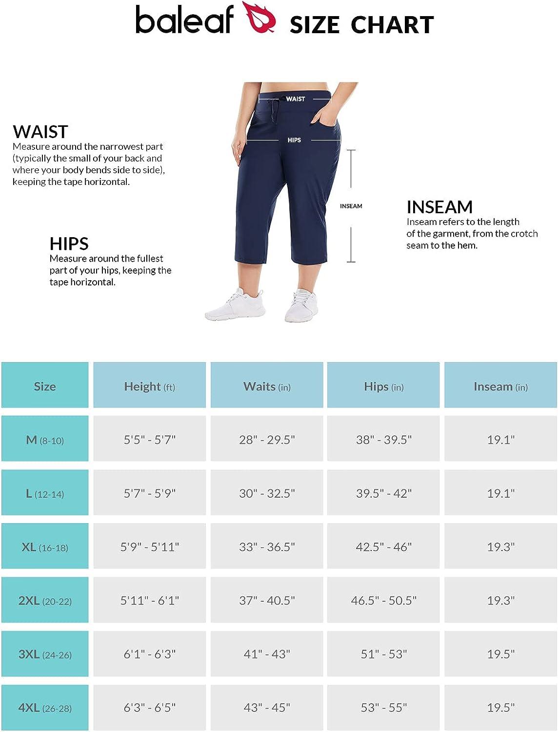 BALEAF Plus Size Capri Pants for Women High Waist Pull on Pockets Casual  Summer Navy XX
