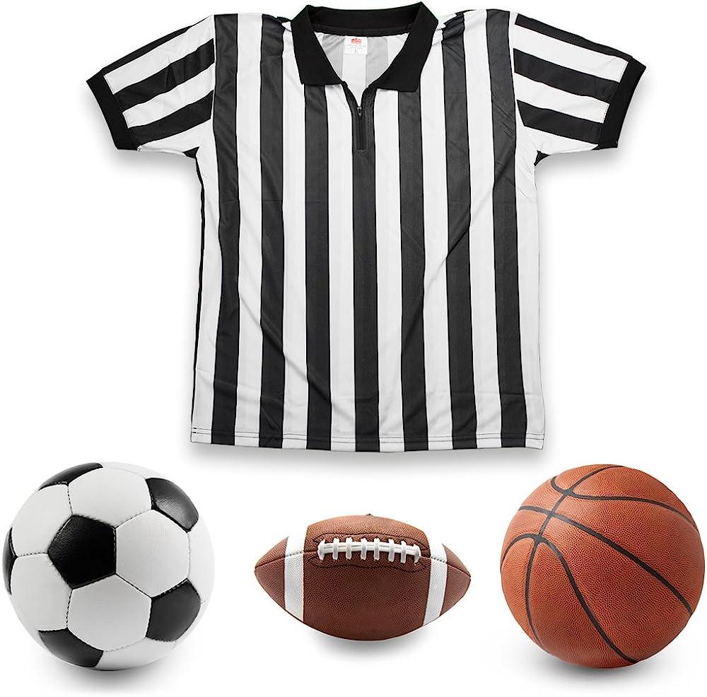 Crown Sporting Goods Men's Official Black & White Stripe Referee / Umpire  Jersey – Pro-style Ref Uniform, Great for Basketball, Football, & Soccer