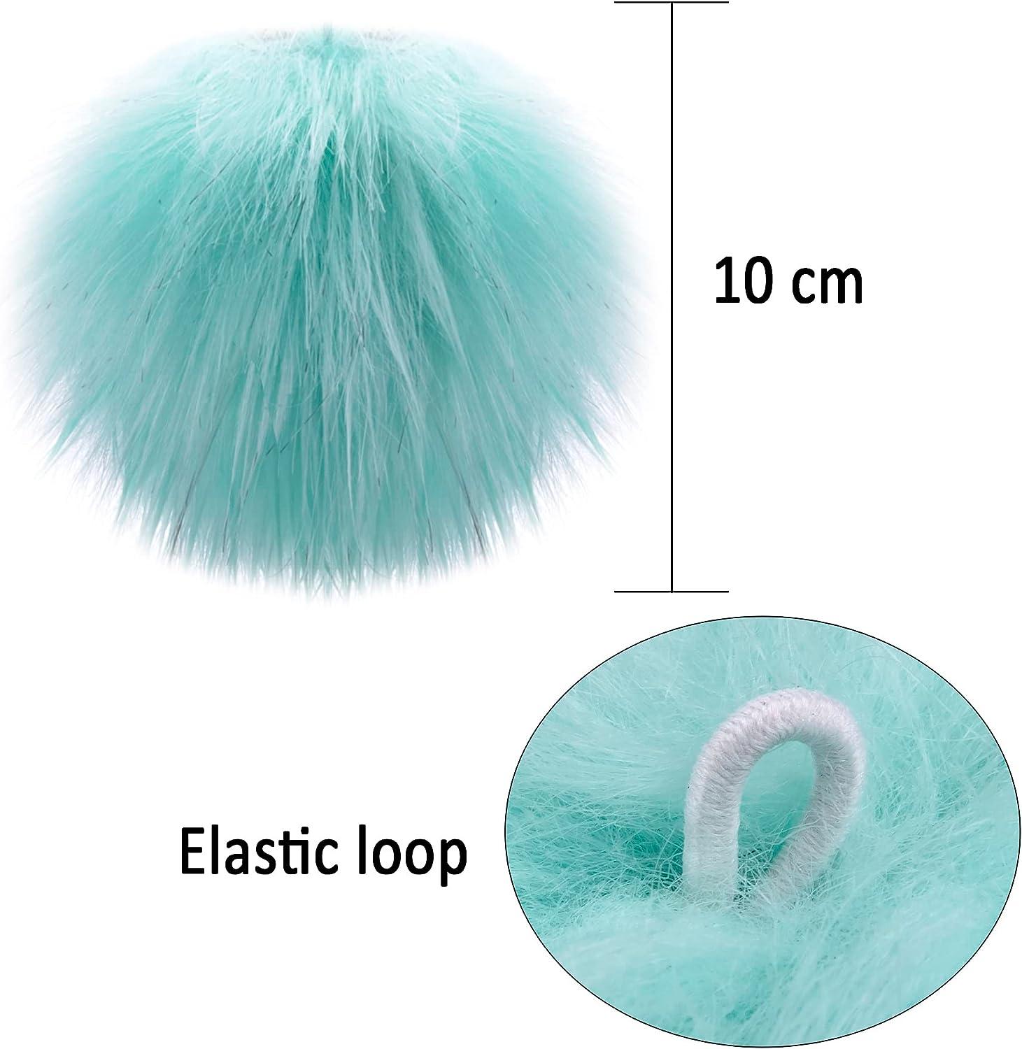 SIQUK 46 Pieces Faux Fur Pom Pom Fluffy Hat Pom Pom Balls with Elastic Loop  DIY