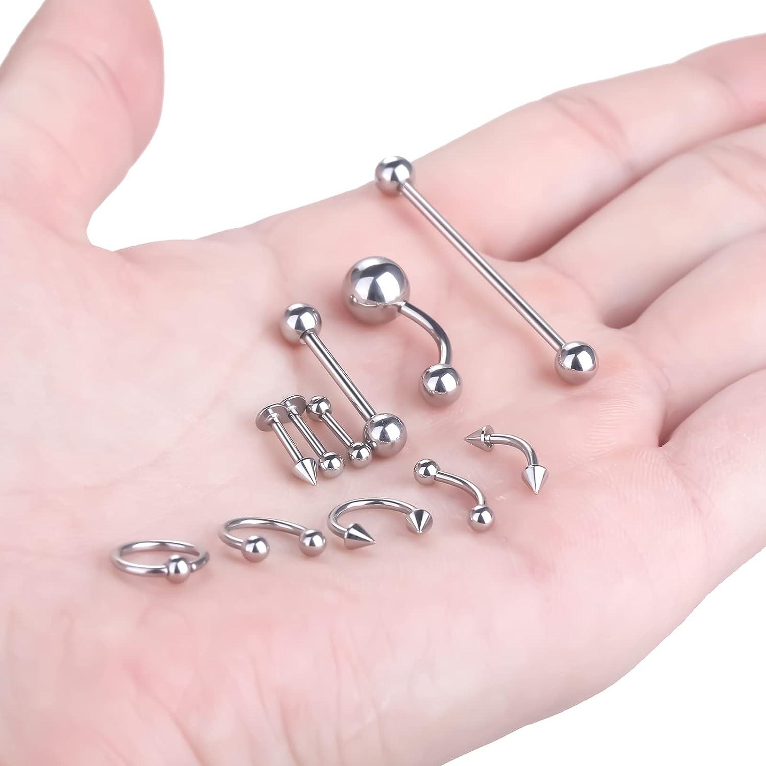 100PCS Piercing Kit 14G 16G Nose Septum Rings Piercing Jewelry for Ear Lip  Belly Button Tongue Tragus Cartilage Daith Body Piercing Tools Kit with  20PCS 14G 16G PIiercing Needle 10 Alcohol Pads