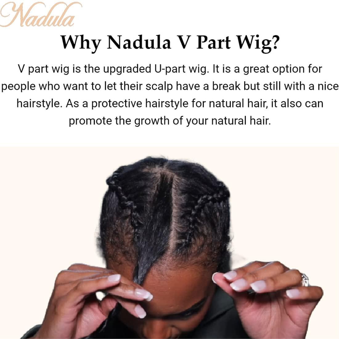 Nadula V Part Kinky Straight Human Hair Wigs Protective Style Wigs