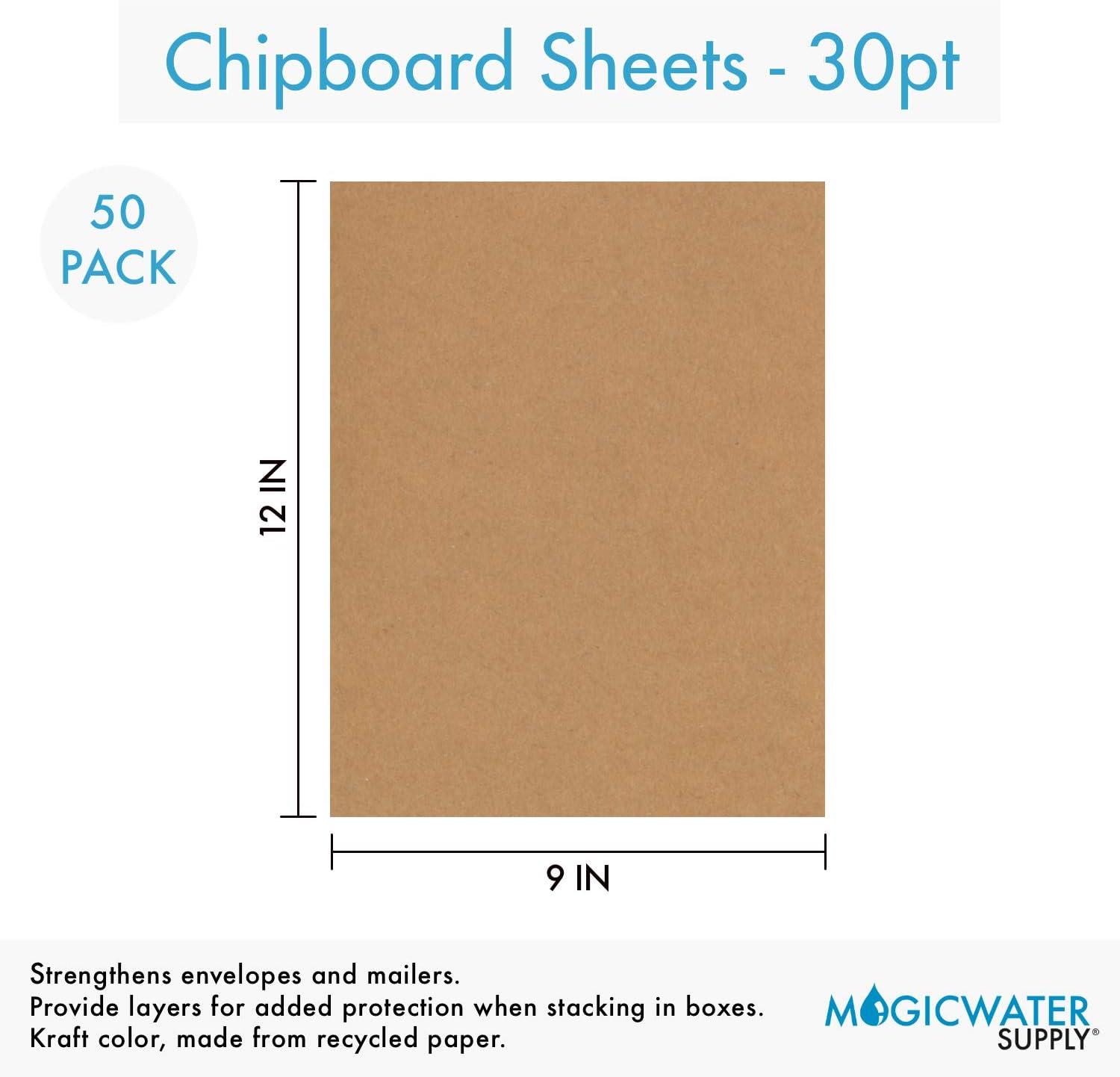 50 Chipboard Sheets 9 x 12 inch - 30pt (Point) Medium Weight Brown Kraft  Cardboard for Scrapbooking & Picture Frame Backing (.030 Caliper Thick)  Paper Board