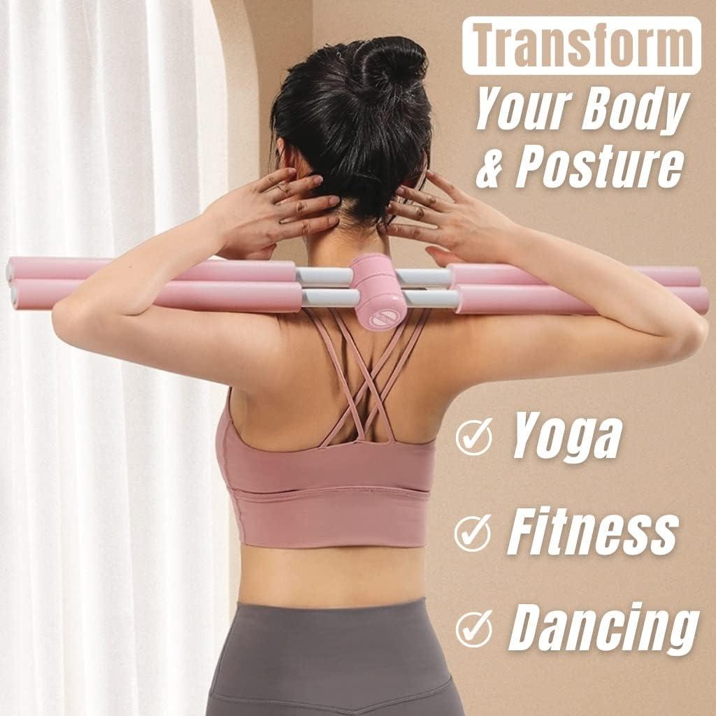 Yannee Yoga Bar Stretching Tool Posture Correction Bar Home Fitness  Equipment Pink
