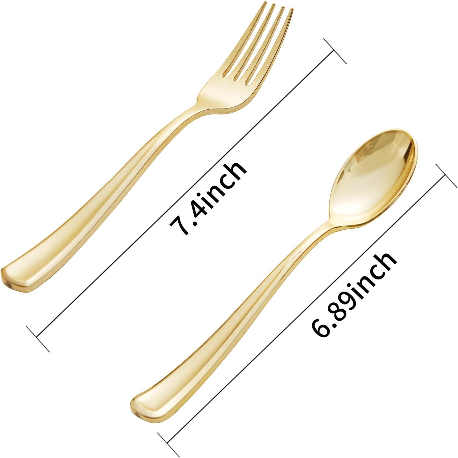 Disposable Gold Plastic Forks 200 Pcs - Heavy Duty Gold Plastic