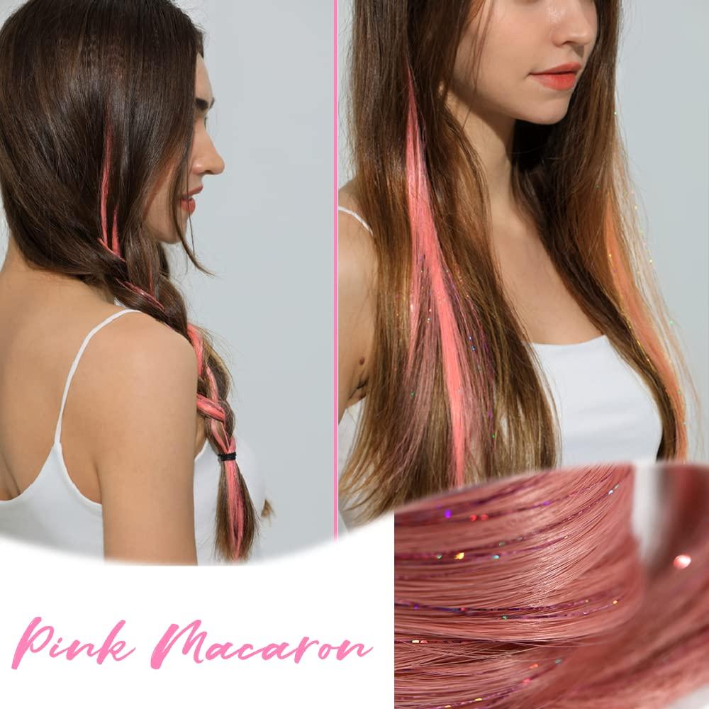 Twinkle Sparkle 6 Pcs Clip in Colored Hair Extensions with Glitter