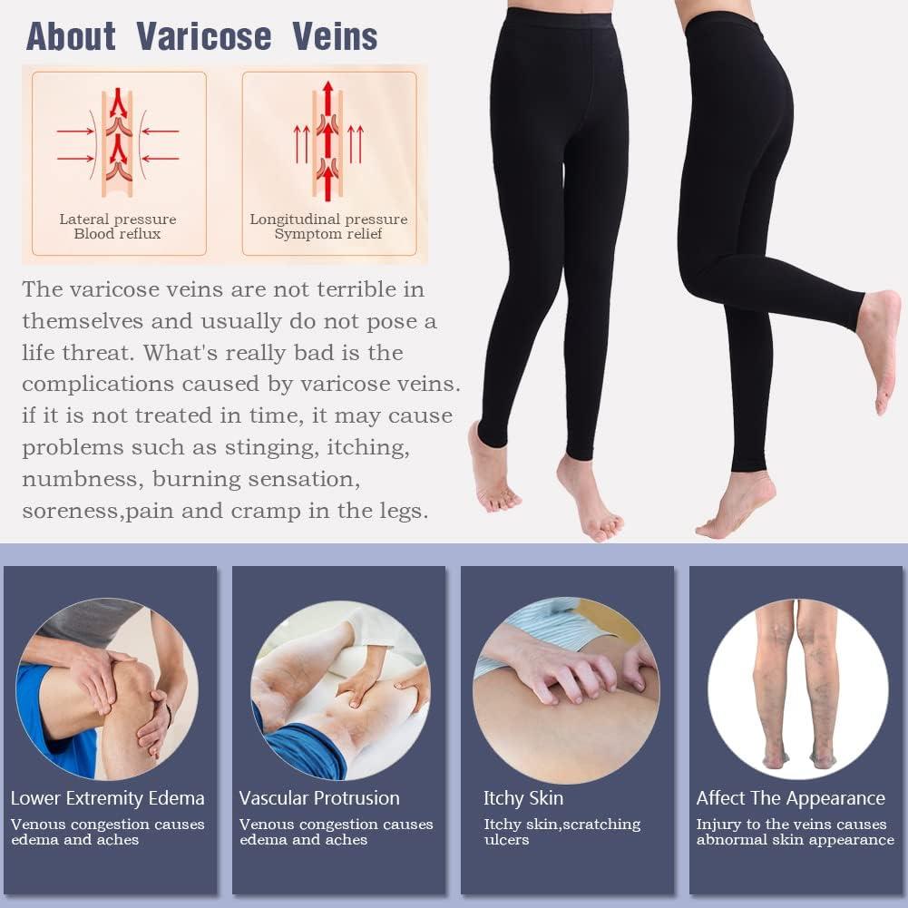 Medical Compression Leggings for Women 20-30 mmhg Compression Pantyhose, Medical  Compression Tights for Varicose Veins, Swelling, Lymphedema(Black(Footless)_M)  Medium (Footless)black 1