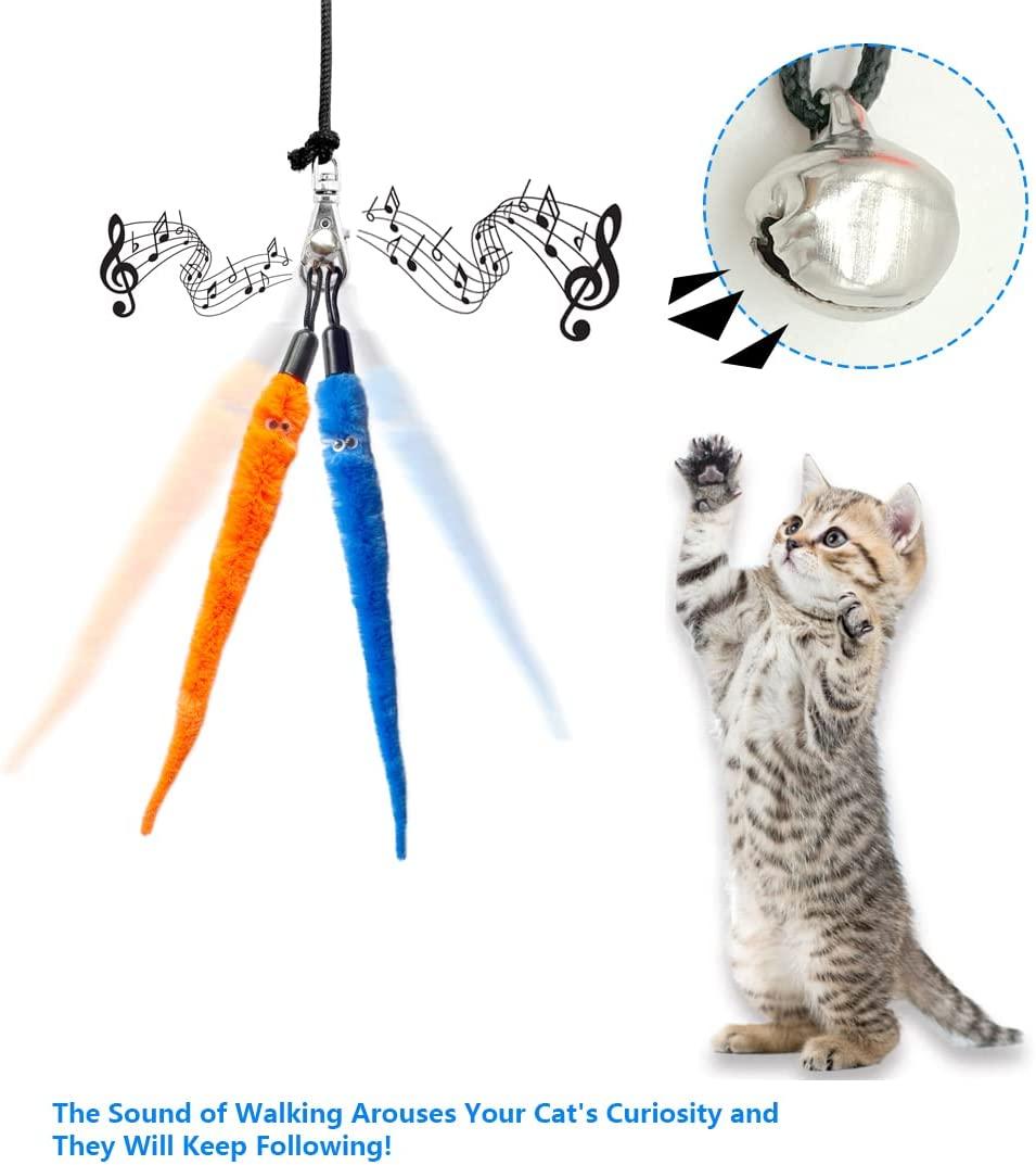 Retractable Fishing Rod Type Cat Toy, Mink Tail Cat Wand Toys