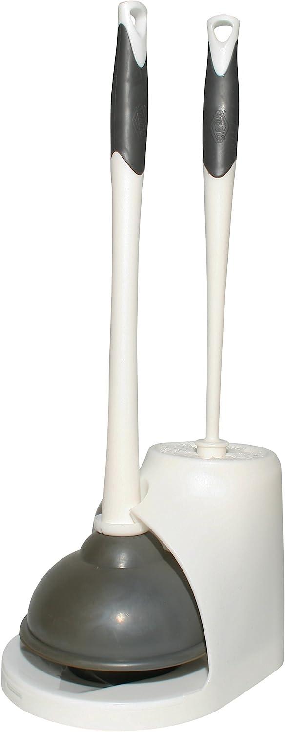 Clorox Toilet Plunger and Bowl Brush Combo Set with Caddy, White