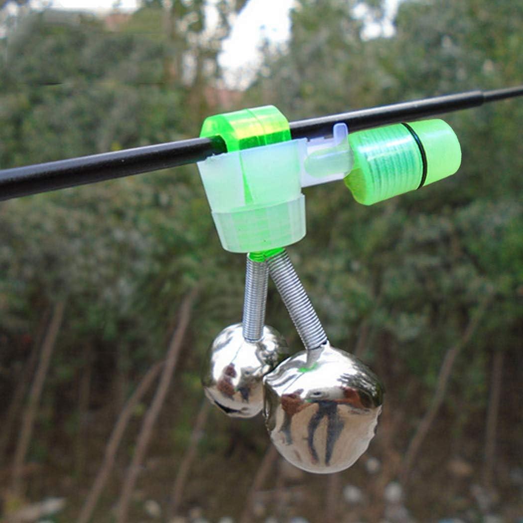 ZEMIO Fishing Alarm 20pcs Bite Ring LED Light Sound Alert Indicator Bell  Jingle for Night Fishing Rod