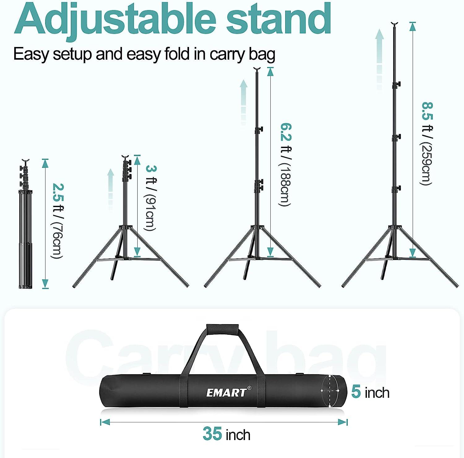 Emart 8.5 x 10 ft Photo Backdrop Stand, Adjustable Photography Muslin Background Support System