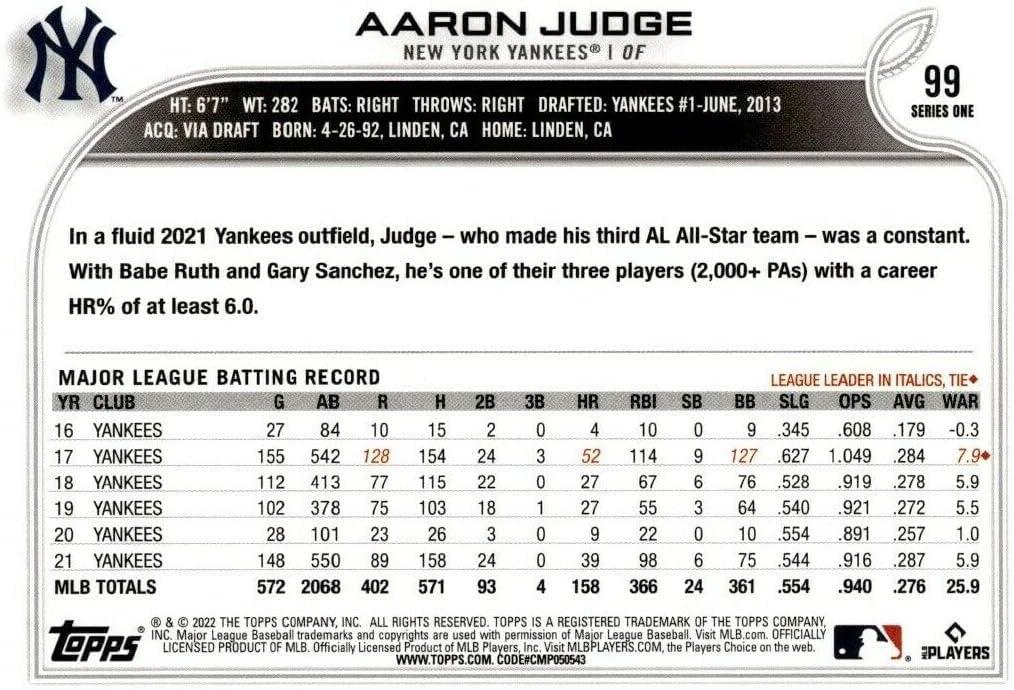 2022 Topps Complete (Series 1 & 2) New York Yankees Team Set of 26 Cards  inc Cole, Judge, Rizzo, Torres and a bonus pack of 2023 Topps 1 BB - look  for