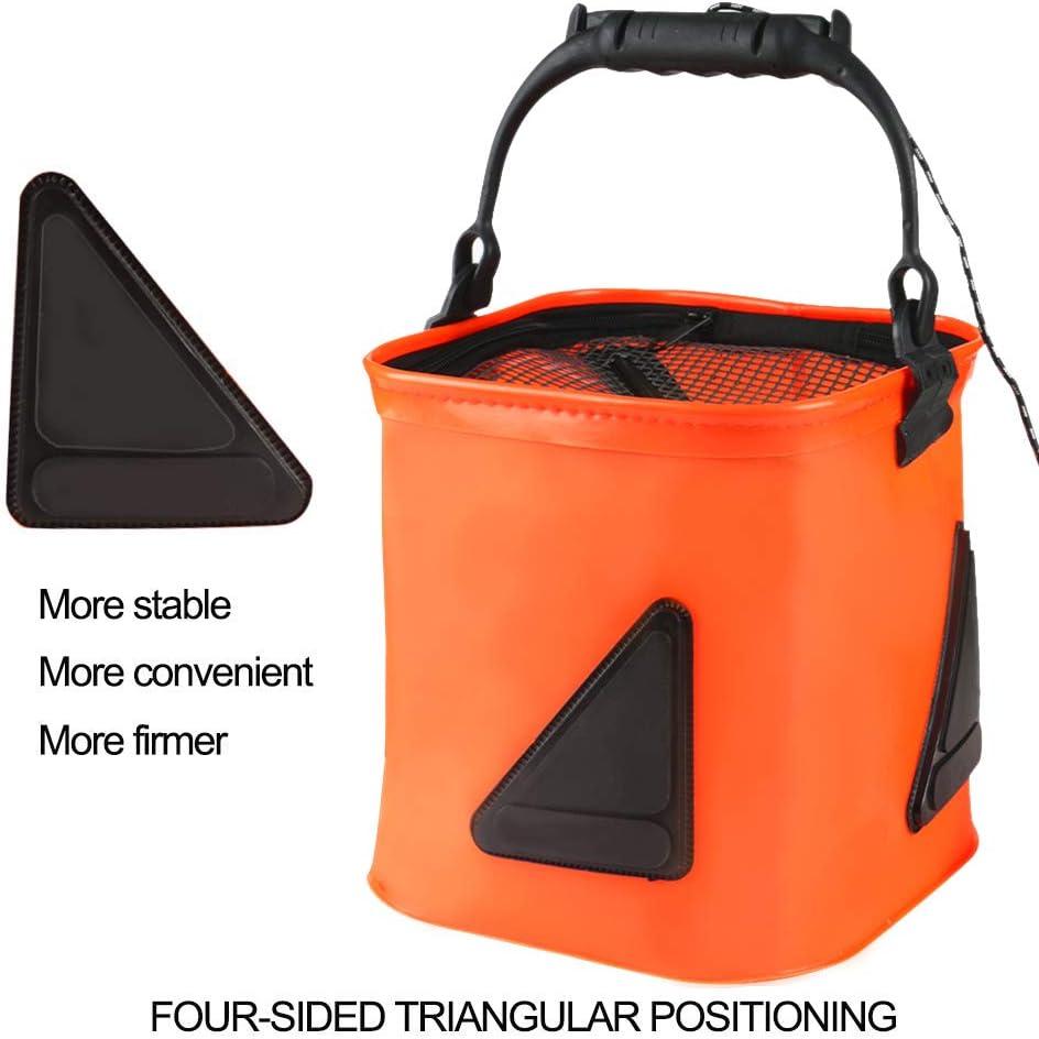 Luoyer Collapsible Fishing Bucket 13 L/3.43Gal Portable Fishing Water Pail  for Camping Traveling Hiking Fishing Boating Gardening with 6 Meters  Rope(Bright Orange)