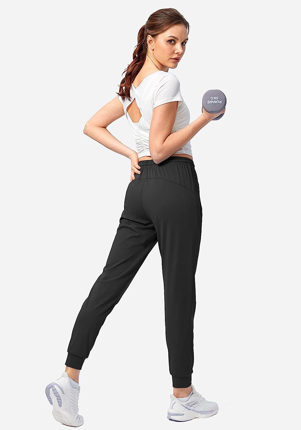 G Gradual Women's Joggers Pants with Zipper Pockets Tapered Running  Sweatpants for Women Lounge, Jogging Black Medium