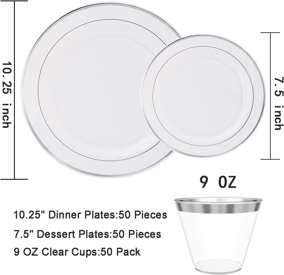 Clear Dessert Plates with Silver Rim