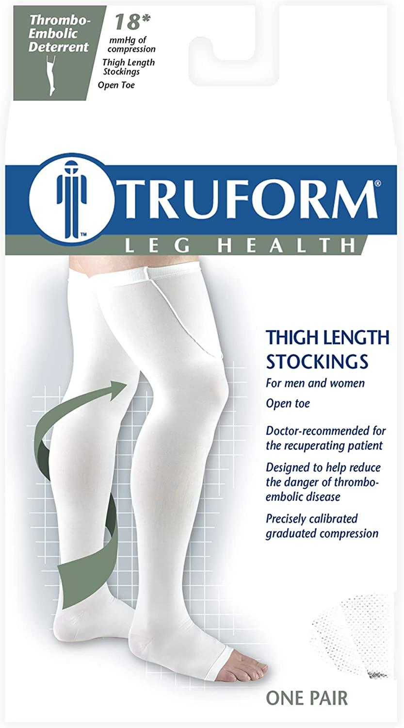 TruForm Compression Stockings 20-30 mmHg Thigh High Open Toe Beige