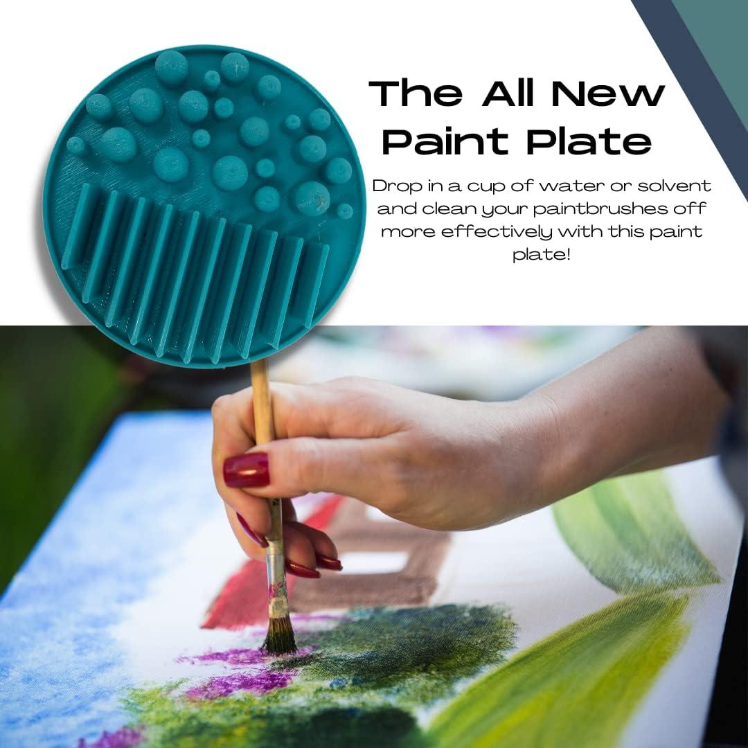 FRESHe Aqua Paint Plate Paintbrush Cleaner Disc - Drop in a Cup of Water &  Keep Paint Brushes Clean - For Water-Based Mediums Acrylic and Watercolor -  Teal (Aqua)
