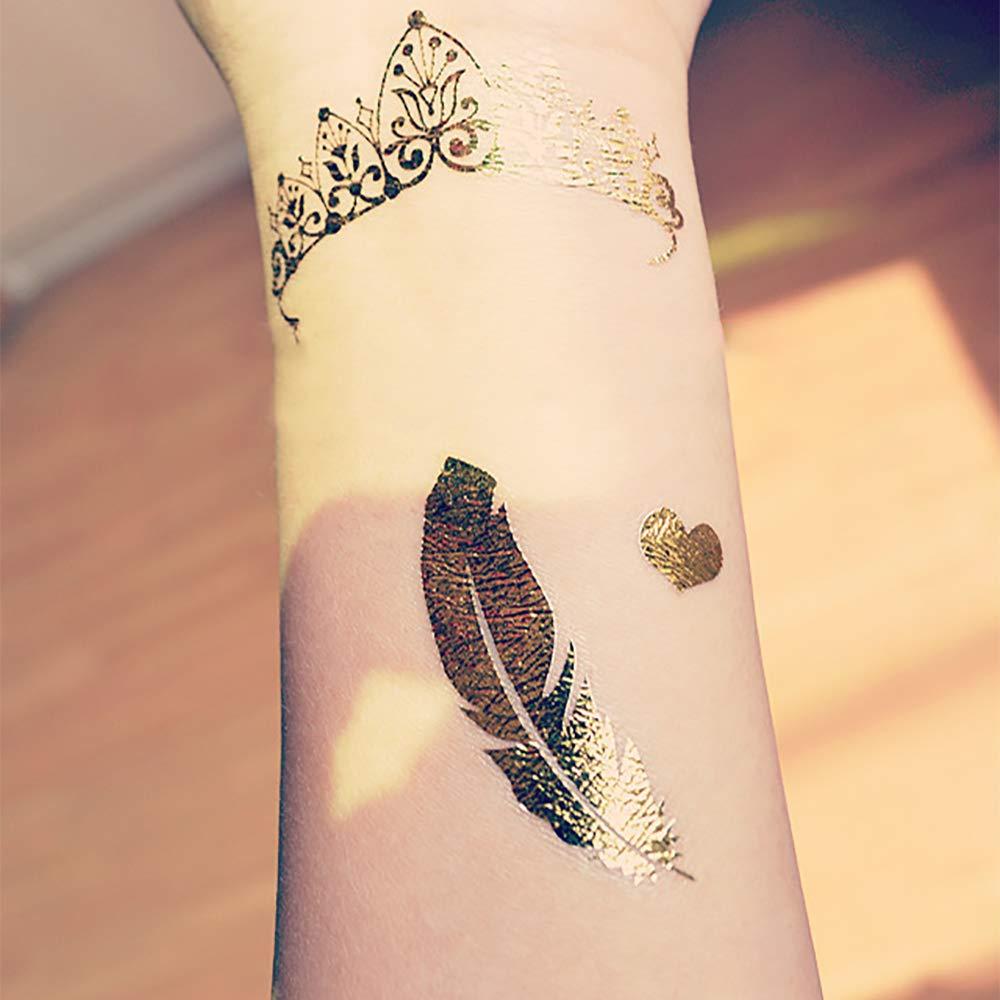 WOMEN LADY METALLIC gold silver color boho arm Body Temporary Tattoo  Sticker Art $7.85 - PicClick AU
