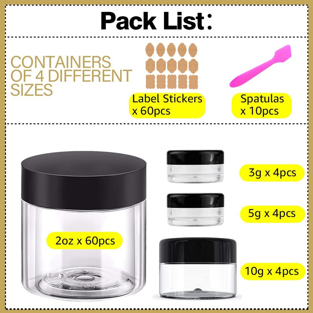  2 oz Plastic Containers with Lids 60pcs Plastic Jars