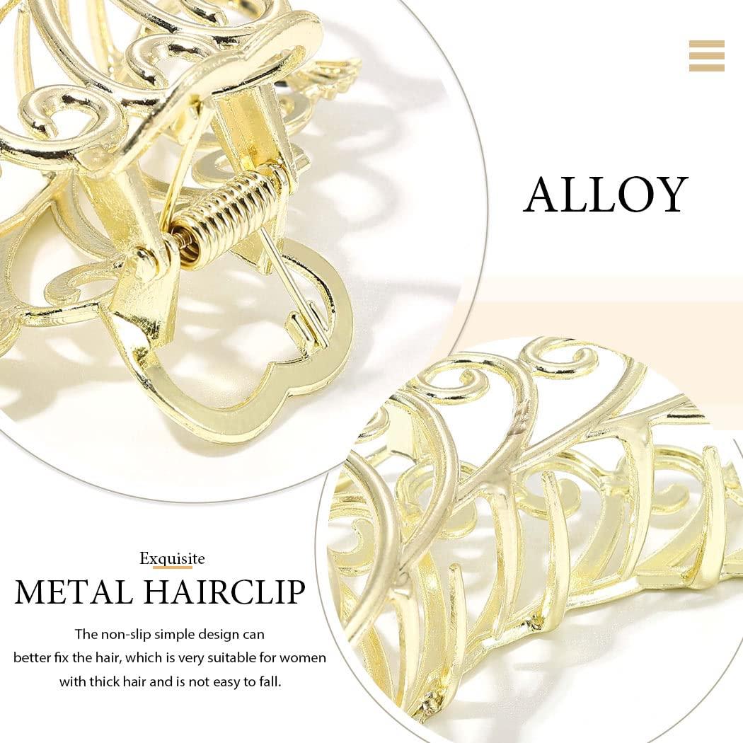 Brinie Hair Claw Clips Gold Metal Clips Claw Large Hair Clip for Thick Thin  Hair Hair Accessories for Women and Girls (2PCS)
